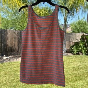 🌸$5 H&M LOGG tank top gray and fluorescent orange stripes, size L